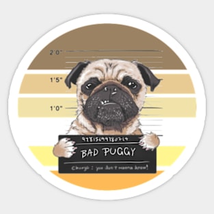 angry dog pug prisoner design - Gifts Sticker